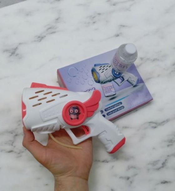 Пістолет з мильними бульбашками, на батарейках (рожевий)