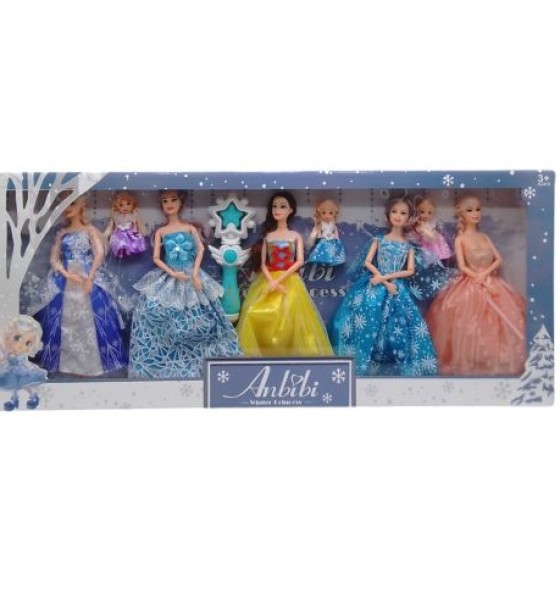 Набір ляльок Anbibi "Winter Princess" (5 ляльок, 3 пупсики, чарівна паличка, у коробці)