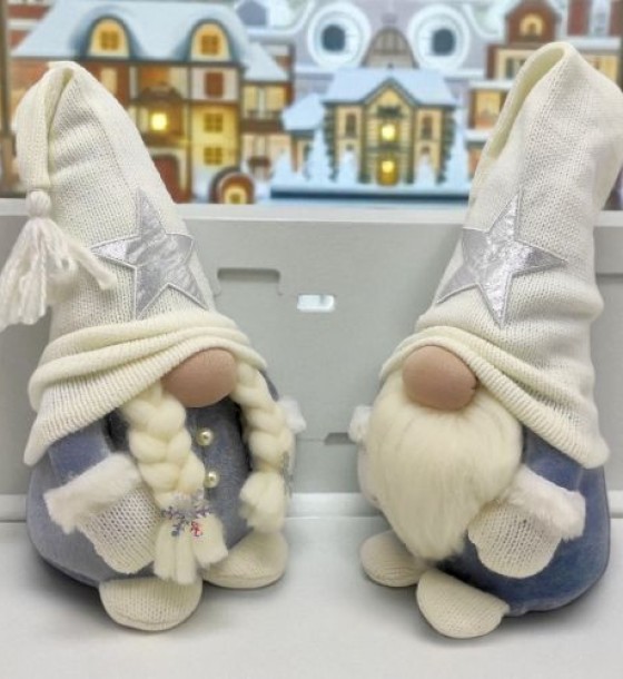 Мʼяка іграшка "Скандинавський гном", Hand Made (висота 30 см), (БІЛИЙ)
