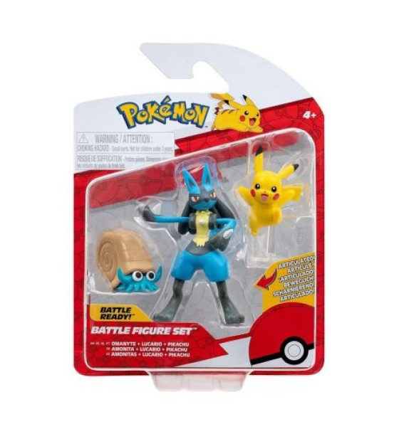 Набір ігрових фігурок Pokemon - Оманайт, Пікачу, Лукаріо аніме