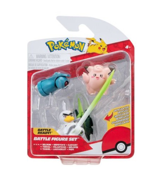 Набір ігрових фігурок Pokemon W18 - Клефейрі, Белдум, Сірфетч'д