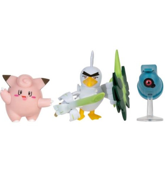 Набір ігрових фігурок Pokemon W18 - Клефейрі, Белдум, Сірфетч'д