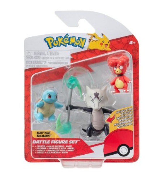 Набір ігрових фігурок Pokemon W19 - Магбі, Сквіртл, Алола Маровак
