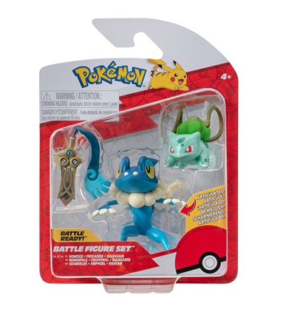 Набір ігрових фігурок Pokemon W19 - Хонедж, Бульбазавр, Фрогадир