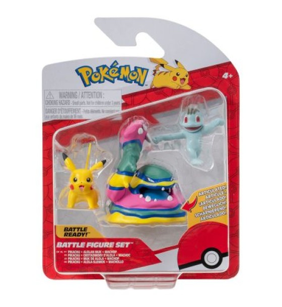 Набір ігрових фігурок Pokemon W19 - Мачоп, Пікачу, Алола Мак