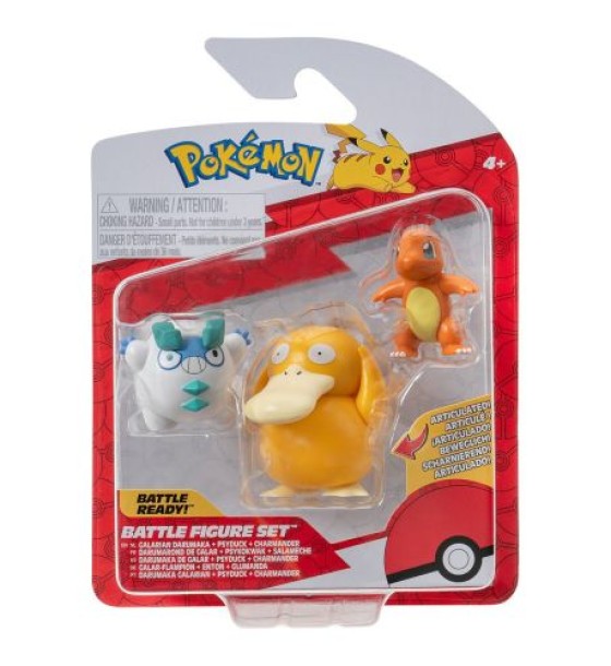 Набір ігрових фігурок Pokemon W19 - Чармандер, Галарський Дарумака, Псайдак