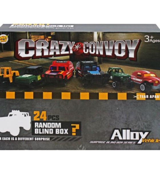 Набір металевих машинок-сюрпризів "Crazy convoy" (24 шт)