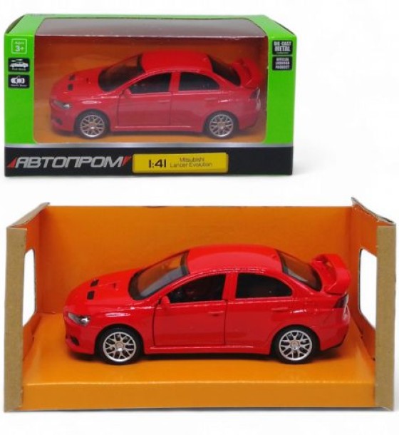 Машинка металева Mitsubishi Lancer Evolution Автопром, червона