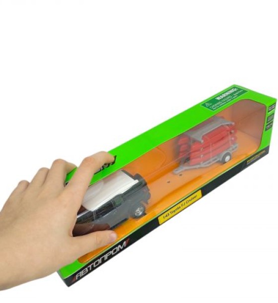 Машина+прицеп мет. 1:43 Toyota FJ,відкр.двері,короб.28*8*6,5см