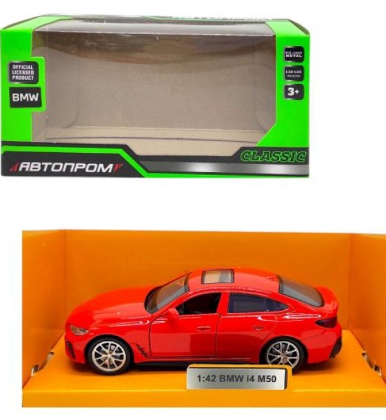 Машинка металева "АВТОПРОМ. 1:43 BMW I4 M50" (червона)