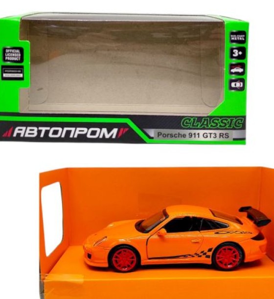 Машинка металева "АВТОПРОМ. Porsche 911 GT3 RS" (ПОМАРАНЧЕВИЙ)