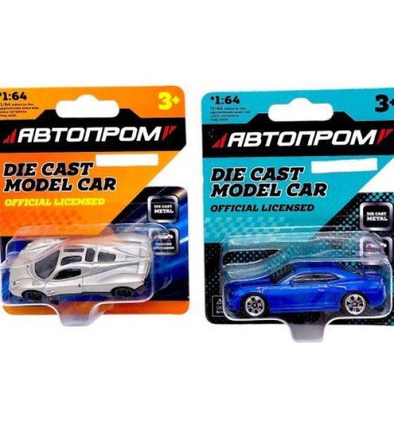 Машина металева АВТОПРОМ, 1:64, мікс видів (планшет 10*3,5*12 см)