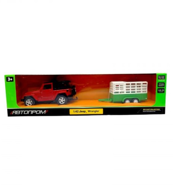 Машина+прицеп мет. 1:43 Jeep Wrangler,відкр.двері,короб.28*8*6,5см