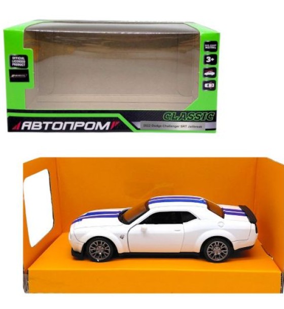 МАШИНА АВТОПРОМ (металева) Dodge Challenger (БІЛИЙ)