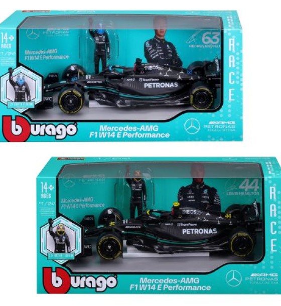 Автомодель з фігуркою - Mercedes-AMG F1 W14 E Performance (1:24)