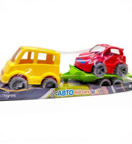 Набір авто Kid cars Sport (автобус жовтий + машинка червона)