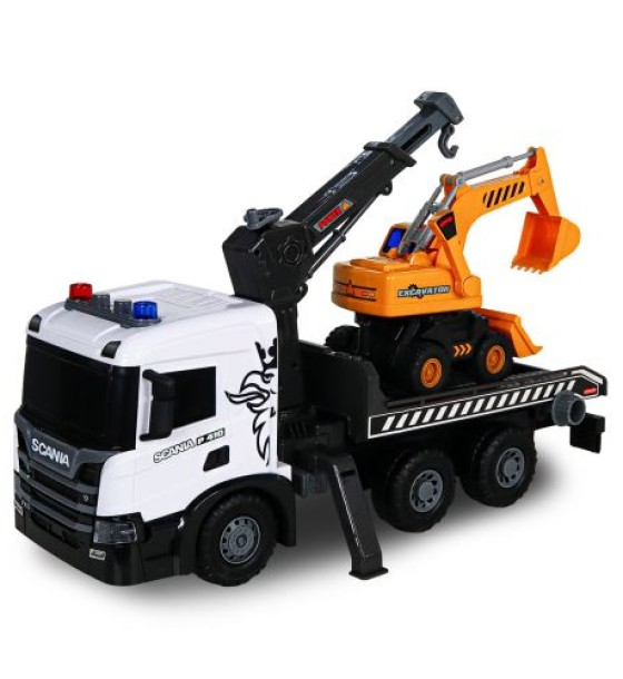 Ігровий набір серії Super Big Truck – Автокран Scania з екскаватором (світло, звук)
