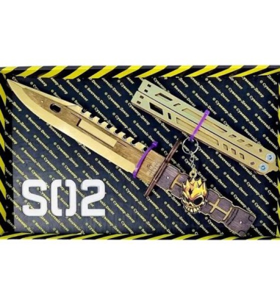 BOX Сувенірні ножі "Метелик LEGACY & M-9 BAYONET GOLD"