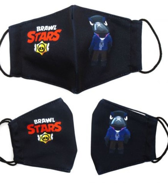Багаторазова 4-х шарова захисна маска "BRAWL STARS Ворон" розмір 3, 7-14 років