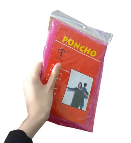 Плащ-дощовик (ПОНЧО) (РОЖЕВИЙ) 105х80 см