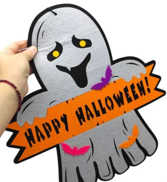 Декор з фетру 3мм "Привид Happy Hellowееn" ХН-100