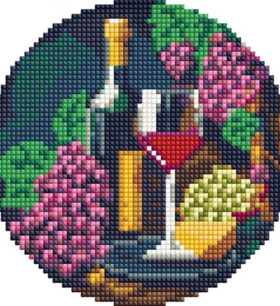 Алмазна мозаїка на круглому підрамнику "Вишукана дегустація", 19 см