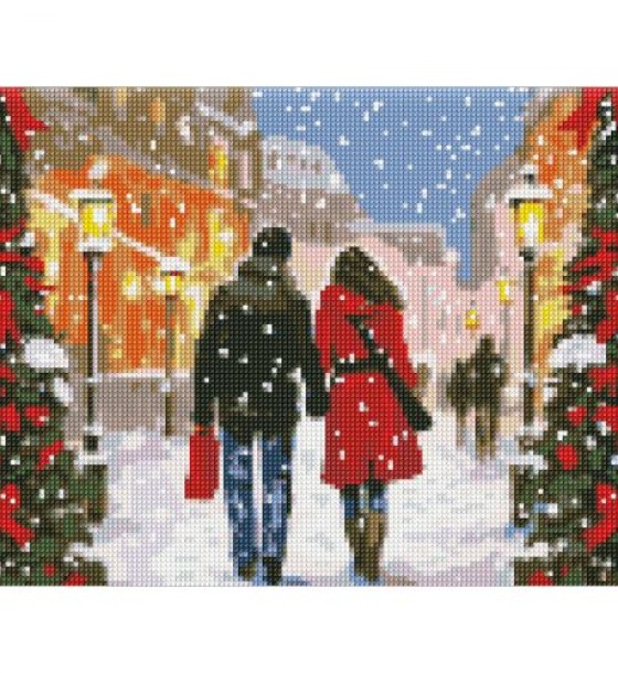 Алмазна мозаїка "Різдвяна атмосфера", (30х40 см)