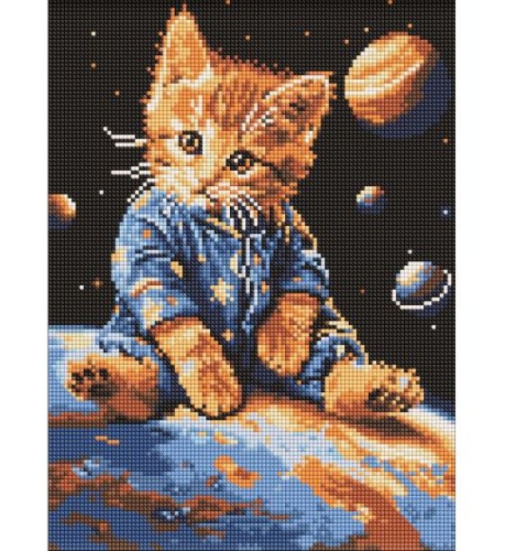 Алмазна мозаїка "Зоряний котик" 30х40 см