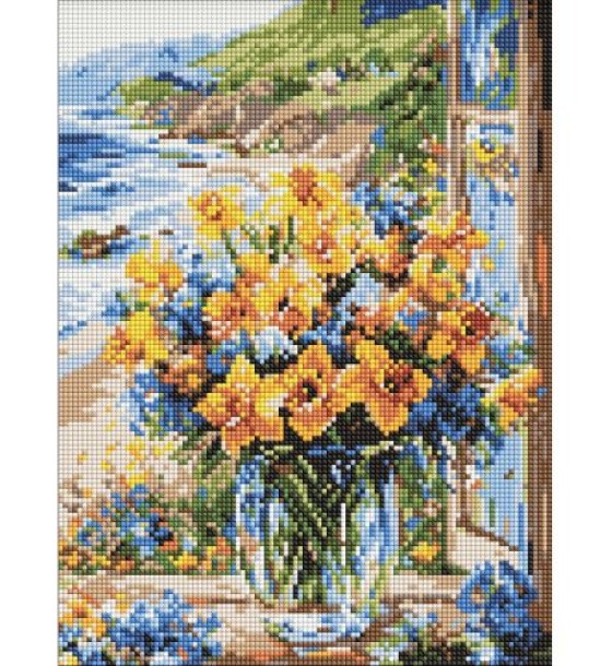 Алмазна мозаїка "Квіткове узбережжя" 30x40 см
