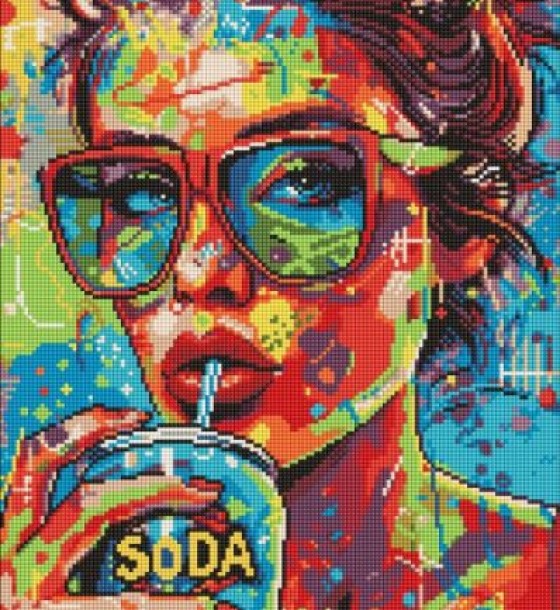 Алмазна мозаїка - "Дівчина з содовою" ©art_selena_ua, 40х50см