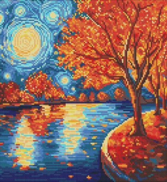 Алмазна мозаїка - "Осіння ніч" ©art_selena_ua, 40х40см