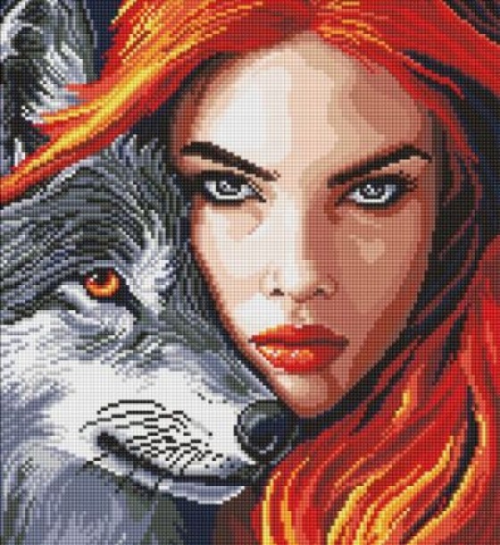 Алмазна мозаїка - "Руда з вовком" ©art_selena_ua, 40х50см