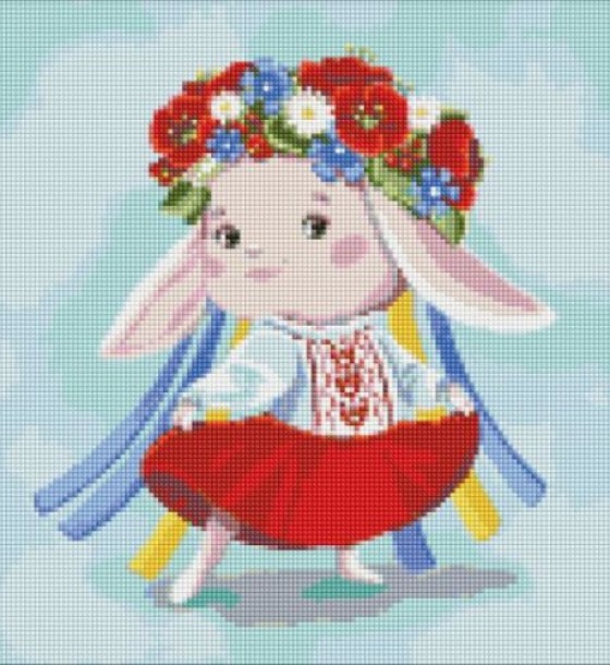 Алмазна мозаїка - "Зайка-україночка" ©Катерина Валерьїва, 40х40см