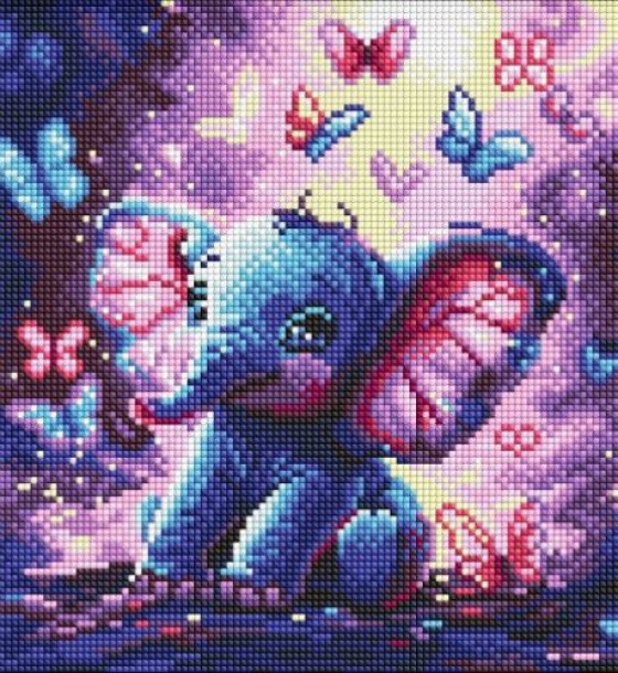Алмазна мозаїка - "Безтурботний слоник" ©art_selena_ua, 30х30см