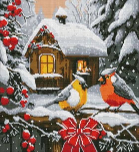 Алмазна мозаїка - "Снігова казка" з голограмними стразами (AB) ©art_selena_ua, 40х50см
