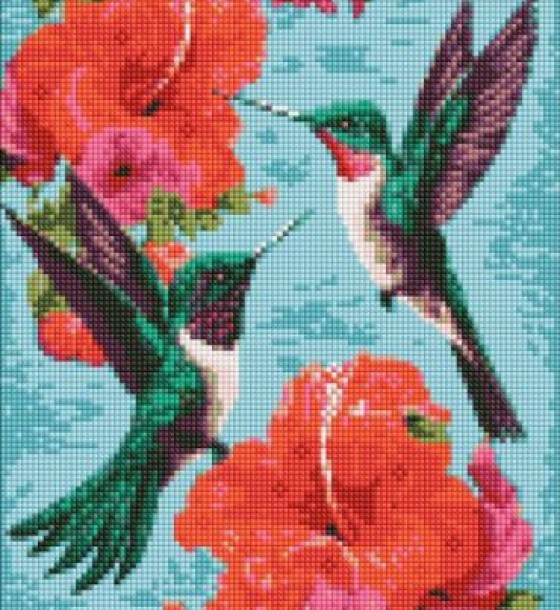 Алмазна мозаїка без підрамника - Смарагдові колібрі ©art_selena_ua