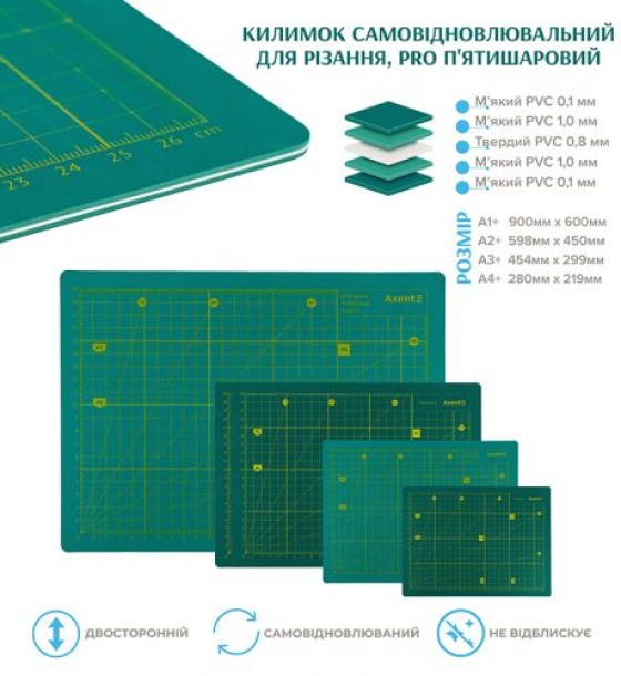 Килимок самовідновлювальний для різання,А2, Pro п'ятишаровий