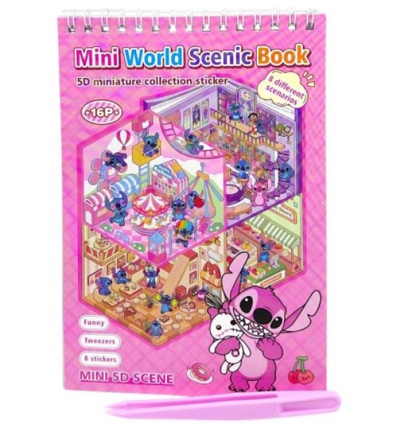 Roombook(Румбук) 8 локацій і наліпки до них "STITCH/Стіч" (РОЖЕВИЙ)