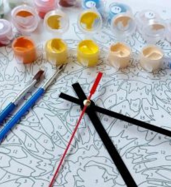 Годинник-картина за номерами "Півонії", 30х30 см