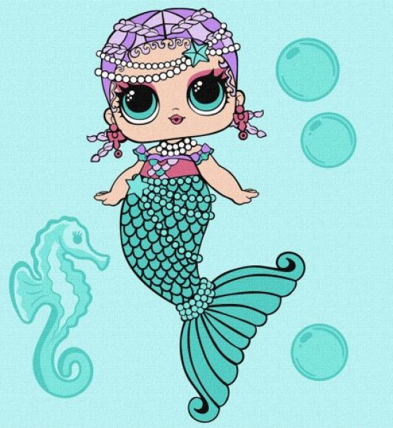 Картина за номерами з фарбами металік "L.O.L. Surprise! Mermaids Merbaby" 40х40 см