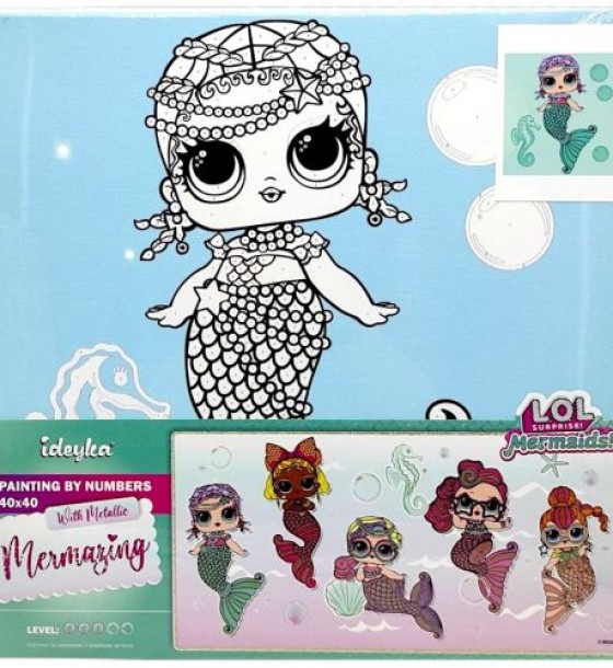Картина за номерами з фарбами металік "L.O.L. Surprise! Mermaids Merbaby" 40х40 см