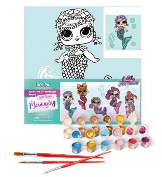 Картина за номерами з фарбами металік "L.O.L. Surprise! Mermaids Merbaby" 40х40 см