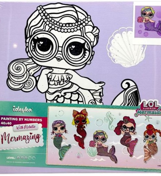 Картина за номерами з фарбами металік "L.O.L. Surprise! Mermaids. Miss Sea" 40х40 см