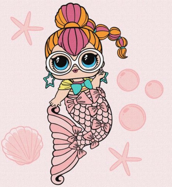 Картина за номерами з фарбами металік "L.O.L. Surprise! Mermaids. Neon QT" 40х40 см