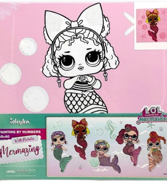 Картина за номерами з фарбами металік "L.O.L. Surprise! Mermaids. Queen Bee" 40х40 см