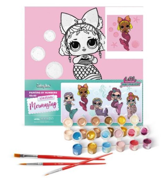 Картина за номерами з фарбами металік "L.O.L. Surprise! Mermaids. Queen Bee" 40х40 см