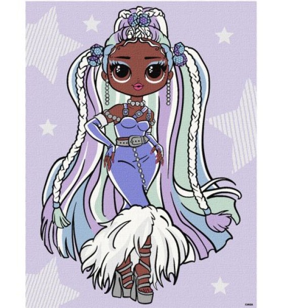 Картина за номерами зі стразами "L.O.L. Surprise! O.M.G. Fashion show Lady Braids" 30х40 см