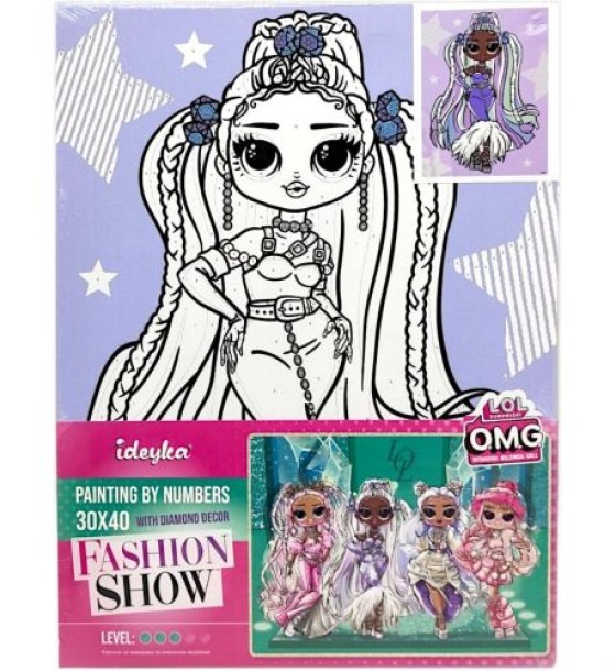 Картина за номерами зі стразами "L.O.L. Surprise! O.M.G. Fashion show Lady Braids" 30х40 см