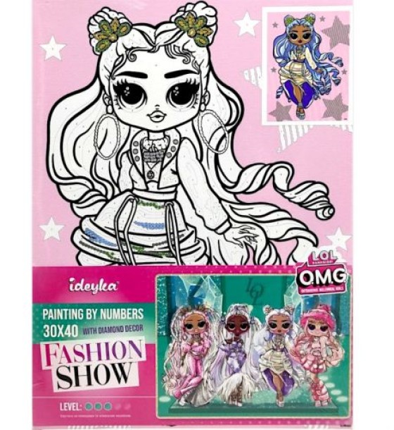 Картина за номерами зі стразами "L.O.L. Surprise! O.M.G. Fashion show Missy Frost" 30х40 см