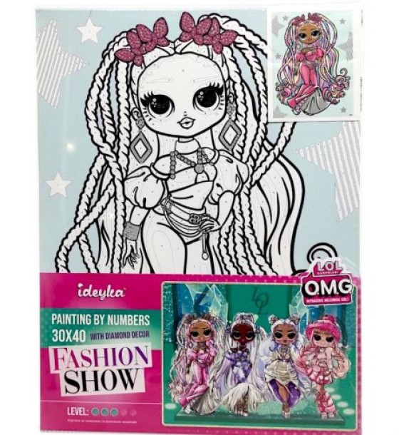 Картина за номерами зі стразами "L.O.L. Surprise! O.M.G. Fashion show Twist Queen" 30х40 см